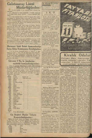    —10 — VAKIT 15 Ağustos 1933 : Galatasaray Lisesi 0 Müdürlüğünden: GEREENEZ ERBAA KARELERİ AZA DARA ERER E : 18 U. Garih Di?