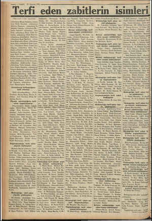  m e —3-— VAKIT 30 Ağustos 1933 Terfi eden zabitlerin Isim (Baş tarafı linci sayıfada) erkeinıharp Nazmi Selimiye, erkânı harp