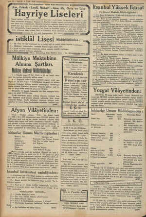  İtsanbul Yüksek Iktısat Ve Ticaret Mektebi Müdürlüğünden : 1 — Kayıt ve kabul işi 1/Eylâl/933 te başlıyacak ve 30/Ey- lâ1/933