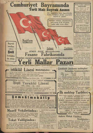  “İz, /42— VAKIT 24 Eylil 1933 sz © Cumhuriyet Bayramında Yerli Malı Bayrak Asınız Her büyüklükte hazır bayraklardan başka...