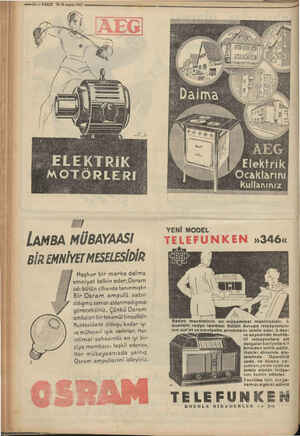  —2 — VAKIT 30 B. teşrin 1933 mmm Gİ MOTORLERİ Elektrik ole Eval Kullanınız Zİ İAMBA MÜBAYAASI aa BİR EMNİYET MESELESİDİR...