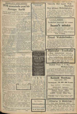    Amerikalı sefirin skleli mütalâaları 1934 senesinde yeni bir Avrupa harbi “Yün bir ER e muh umumi harpten sonra Avrupa otuz