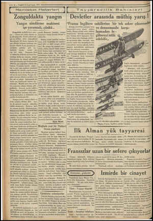  — 6 — VAKITİ? 2.nci teşrin 1933 Memleket Haberleri Zonguldakta yangın | Yangın söndürme makinesi işe yaramadı, çünkü.....