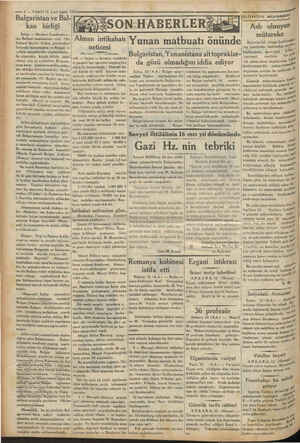  — 2 — VAKITI13 2.nci teşrin 1933 Bulgaristan ve Bal- kan birliği Sofya — Merkezi Londrada o - lan Balkan komitesinin reisi