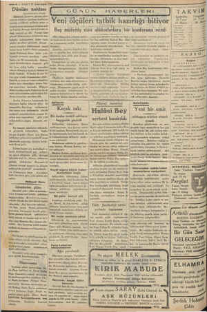    4 — VAKİT 1S 2.nci teşrin 1933 — Dönüm noktası | Başmakaleden Devam Almanya Cenevre akvam cemi- yetiyle silâhları azaltma