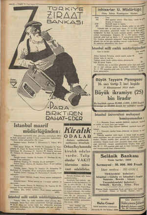    —i2 — VAKIT 16 2.nci teşrin 1933 İstanbul maarif müdürlüğünden: Vilâyetimiz kazalarında atide gösterilen mekteplerde Millet