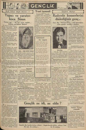     koca Marişi, e ele ile; Sinan Türk mi « ba bütün cihanın önünde Ğ iği ebedi eserleri sayesin - iü yi elnilel bir nam...