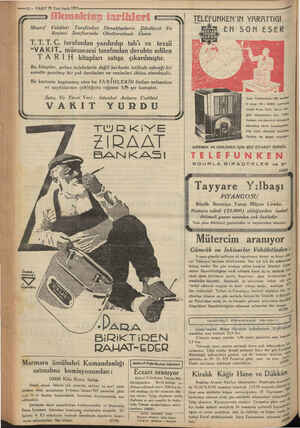  ETA —ıZ2 — VAKIT 29 2.nci teşrin 1933 - Maarif Vekâleti Tarafından llkmekteplerin Beşinci Sınıflarında Dördüncü Ve...