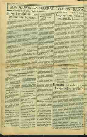   —2 — VAKIT 23I1.nci kânun 1934. | sov HABERLER : TELGR MEMLEKET DI Japon başvekilin yetlere da Tokyo, 22 (A.A.) başvekili