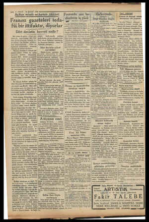  — i—VAFIT 14 ŞUBAT 1934 Ba'kan misakı ve haricin fikirleri agam seminal İRİ Fransız gazeteleri teda- e füi bir ittifaktır,
