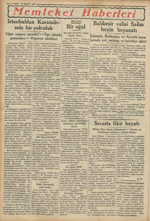    ——VAKIT 25 ŞUBAT 1934 LK MA A YA AP AN yn erleri gg gg Balıkesir valisi Salim beyin beyanatı Edremit, Burhaniye ve Ayvalık