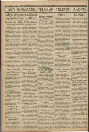  — 2—VAKIT 6 MART 1934 SON HABERLER : TELGRAF - TELEFON - RADYO| Italya, Avusturya, Macar başvekillerinin mülâkatı Romada...