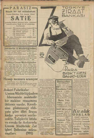    — 12—VAKIT 12 MART 1934 PARASIZ Büyük bir tali müsabakası Tesisatı Elektrikiye Türk Anonim Şirketi SATIE tarafından...