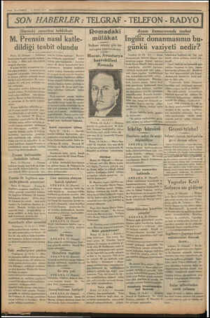  — 2—VAKIT 14 MART 1924 SON HABERLER : TELGRAF - TELEFON - RADYO Staviski meselesi tahkikatı | < M. Prensin di .. i ildiğ...