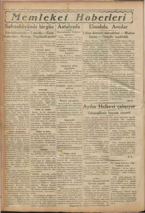    —VAK'T 26 MART 1934 By yl yy yy “gi i Safranköyünde birgün | Antalyada öy kahvesinde— Temizlik — Ekim ) içim işleri -...