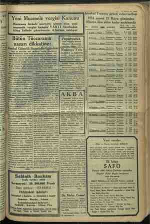  e 21 MAYIS 1934 Yek vi Yeni — ul Tramvay şirketi evkat tarifesi yoğ) Yeni Muamele vergisi Kanunu | a senesi 21 Mayıs gününden