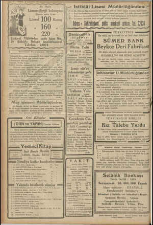  m 12 — VARİT 27 AĞUSTOS 1934 mammm ie ia 27 ray bü En Nefis İs, a Limon çiçeği kolonyası Şişesiz satış fiyatı Litresi 100...