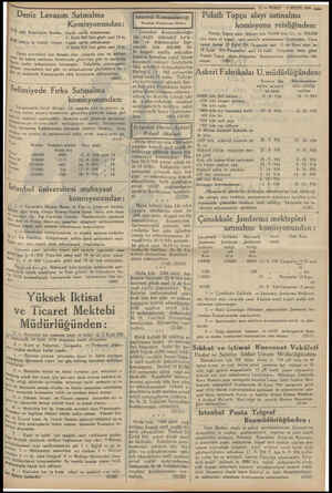  Deniz Levazım Satınalma Komisyonundan: kapalı zarfla münakasası 11 Eylül 934 Salı günü saat 14 te. kapalı zarfla münakasası