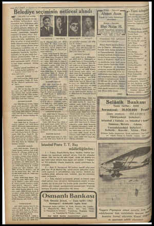  e 16 — VAKİT 18 Teşrinlevvel 1934 w Belediye seçiminin neticesi alındı uBaş tarafı i inci sayıfada) DE İki intihap devresinde