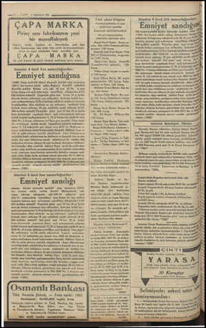  2 Teşrinlsan! 1934 İ ÇAPA MARKA Pirinç unu fabrikasının yeni bir muvaffakıyeti Bugüne Okadar İngiltere ve Amerikadan yeni...