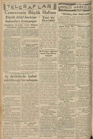  o—— 2— VAKİT 20 İkinci tesrin 1934 nevrenin Büyük Haftası Küçük itilâf hariciye | bakanları konuşuyor Yugoslavya bu hafta...