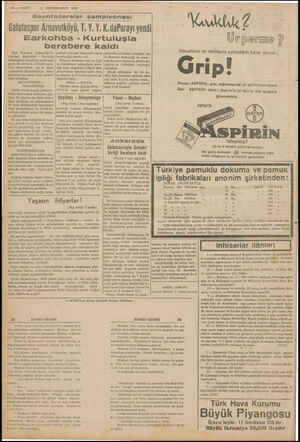  10 — VAKİT 2 IKİNCİKANUN 1939 Gayrıfedereler şampiyonası “Galataspor Armavuik garkohba - Kurtuluşla berabere kaldı Şazi...