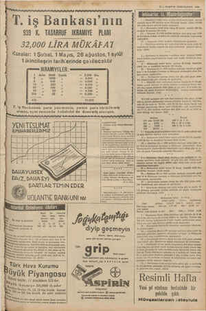        T. iş Bankası'nın 939 K. TASARRUF IKRAMIYE PLANI 32,000 LİRA MÜKÂFAT Kuralar: 1 Şubat, 1 Mayıs, 26 ağustos, 1 eylül...