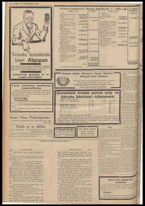  12 — VAKİT 31 İKİNCIKANUN 1939 Teneke kutularda kaşe Algopan Grip ve nezlenin, romatizma, baş ve diş ağrılarının en tesirli