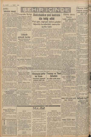      3 — VAKIT I MART 1939 , i 1, o işaretler: Ma inönünün mesajı Cumhurreisi İsmet İnönü Üniversite Birliği /arın Dekanlar