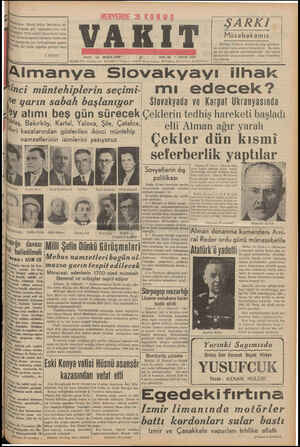  Mayor, "Türk mill HERYERDE 3 ti yha “için beklenmedik hâdise! İ.İNÖNÜ SALI ii MART 1939 Almanya Slovakyayı limak nci...