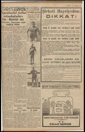  T—-VAKRT 21 HAZIRAN 1939 iİel futbol - müsabakaları İlalya - Macaristan maçı ümenler, italyanları nasıl mağlüp ettiler Peşte,