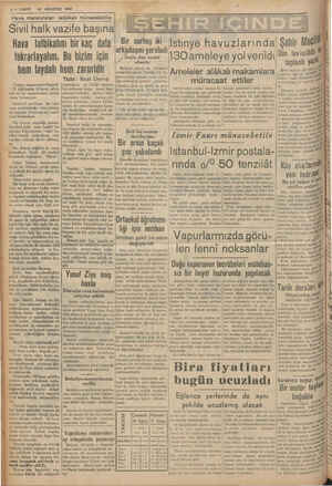     S z k i sathı harp va! E Teen 2 — VAKIT 16 AĞUSTOS 1939 Hava manevraları tatbikatı münasebetile Sivil halk vazife başına