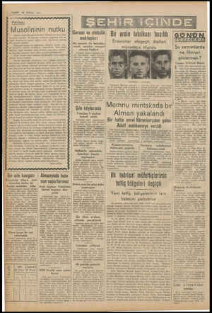  2—VAKIT 26 EYLÜL Politika : 1953 Musolininin nutku Harbin bauşladığı günlerdenber ştır. Avrupanm c tin hasret olduğu sulh zi