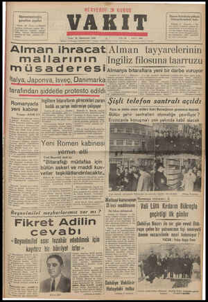    K n İT N Menemencioğlu şerefine ziyafet (AA.) — P arı bugün Tür - kâleti Pazar 26 İkinciteşrin 1939 TİDARE Evİ:Ankara Carl