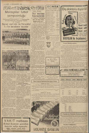  Kv AA &—VAKIT 3 BİRİNCİKÂNUN 1939 map futbol şampiyonluğu Galatasaray Pertevniyali 2 — 1, Darüşşafaka Muallim Mektebi ve...