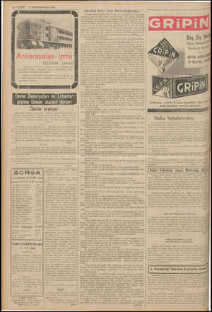  6 — VAKIT 8 B!RINCIKANUN 1939 Ankarapalas- İzmir TELEFON izmirim en mudetü, en yuvasıdır. Konfur Di nefis yemekler vi raatkı