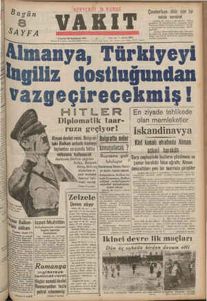    NN ün SAYFA Pazartesi 29 İkincikânun 1940 İDARE EVİ:Ankara Cad.STANBUL *Telgrat VAKPI* Postu kutusu: 489 Telefon 1g * VAKIT