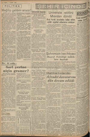    2£—-VAKIT 7 MART 1940 | POLİTİKA I Mağlüp galibini arıyor!.. Amerika hariciye müsteşarı henüz Avrupadan ayrılmadı. Fa. kat