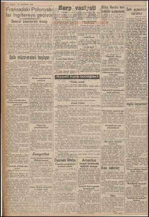  2-—VAKIT 20 HAZİRAN Fransadaki Polonyalı- 1940 JTar İngiltereye geçiyor General Sıkorski'nin mesajı — Londra, 19 — General