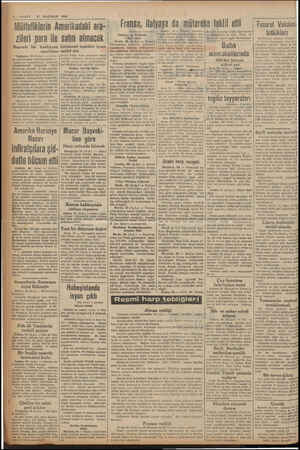 2 — VAKIT 21 HAZIRAN 1940 Müttefiklerin Amerikadaki ara- | zileri para İle satın alınacak | Ruzvelt bir koalisyon meclisine