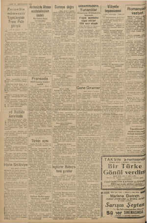     € i — VAKIT 25 İKİNCİKANUN 1941 Akdenizde Alman | Derneye doğru ARNAVUTLUETA Vilâyetin Ruzveltin | üdahalesinin Yunanlılar