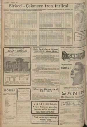  8 — VAKIT a Şİ C rediyoruz. 4 HAZİRAN 1941 Sirkeci - Çekmece tren tarifesi I ni baştan değiştirilmiştir. Ba bu hatta ei Beye