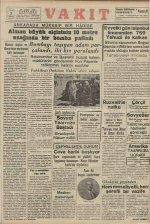    L 'ai 25 Şubat 1942 ÇARŞAMBA 3 LİY: 25 * SAYI; 8619 ldare evi: Ankara C. Vakıt Yarda Kürüş| — tetetoni tdare” ada Vazı...