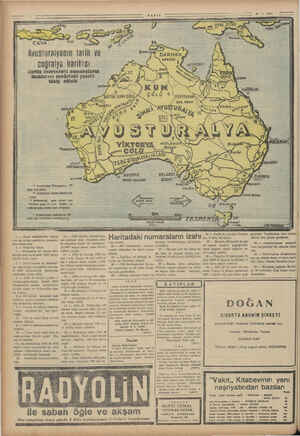    SA ı.ı.daî $ “CAVA Avusturalyanın tarih ve coğralya haritası Harita üzerindeti numaraların izahlarını aşağıdaki yazıla...