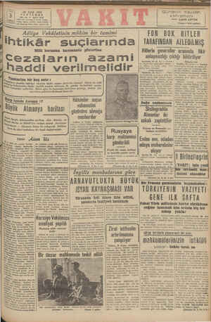  24 Eylül 1942 PERŞSŞEMBE YIL: 23 *& SAYI: SA0 t: Ankara O, Vakıt Yurdu İdare (24870), Yazı (21418) Velg: Istantuj Vakıt.Posta