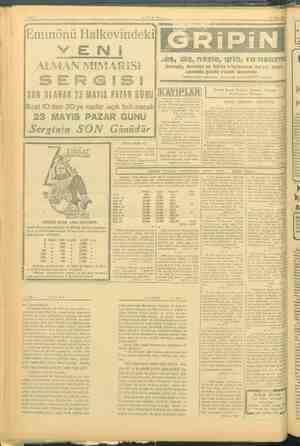    i | Eminönü Halkevindekil V-E. N — İNİ ALM AAN MiMARISI SERGİSİ |— SON OLARAK 23 MAYIS PAZAR GÜNÜ İSaat 10 dan 20 ye kadar