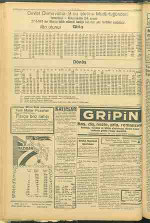    | Devlet Demiryolları 9 cu işletme Müdürlüğünden: | Istanbul - Kilometre 24 arasi 27-5-943 den itibaren tatbik edilecek...