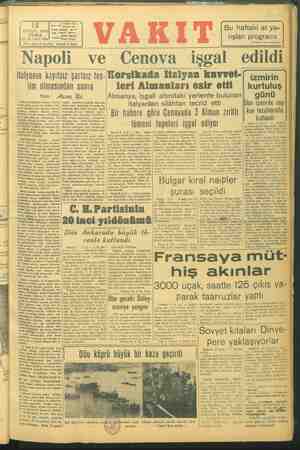    , e» tesiniz, —4 EYLUL 1943 CUM SAYI; gış4i "w!eton YIL: 26 Napoli ldnre *Yİ Ankara ca. onla Kutusu: “ Telg, VAKTI İstanbu