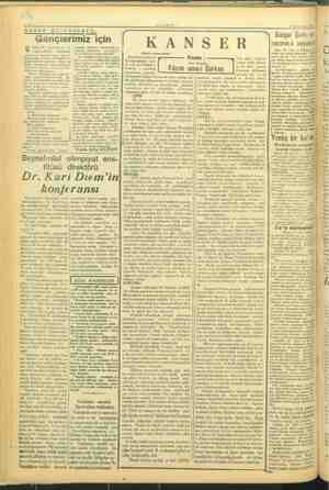  çim ——- YAKIT 30 Birincikönun 193 GOÖRUP DUŞUNDUKÇE: ——m a e Bulgar Dahi ye Gençlerimiz için K A N S E R dazırın.n ENÇLİK,.