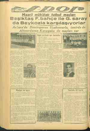      777 MI. Maarif mükâfatı futbul madarı o | Beşiktaş F.bahçeile G. saray da Beykozla karşılaşıyorlar Anara'da Demirsporun